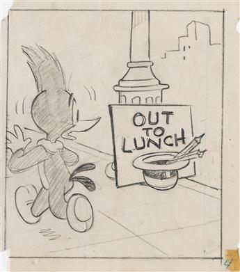 BILL WEAVER / WALTER LANTZ Woody Woodpecker Comic Preliminary Drawings "Riding Stables" and "Out to Lunch."